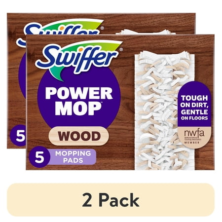 (2 pack) Swiffer Power Mop Wood Pad Refills, Unscented, 5 Count