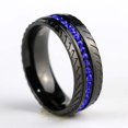 thumbnail image 4 of Black Gold Plated 8mm Titanium Steel Mens Ring Men Wedding Band Blue AAA CZ Man Ring, 4 of 6