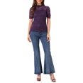 thumbnail image 2 of INSPIRE CHIC Floral Lace Top for Women's Halloween Mock Neck Puff Short Sleeve Elegant Lace Blouse Tops S Purple, 2 of 5