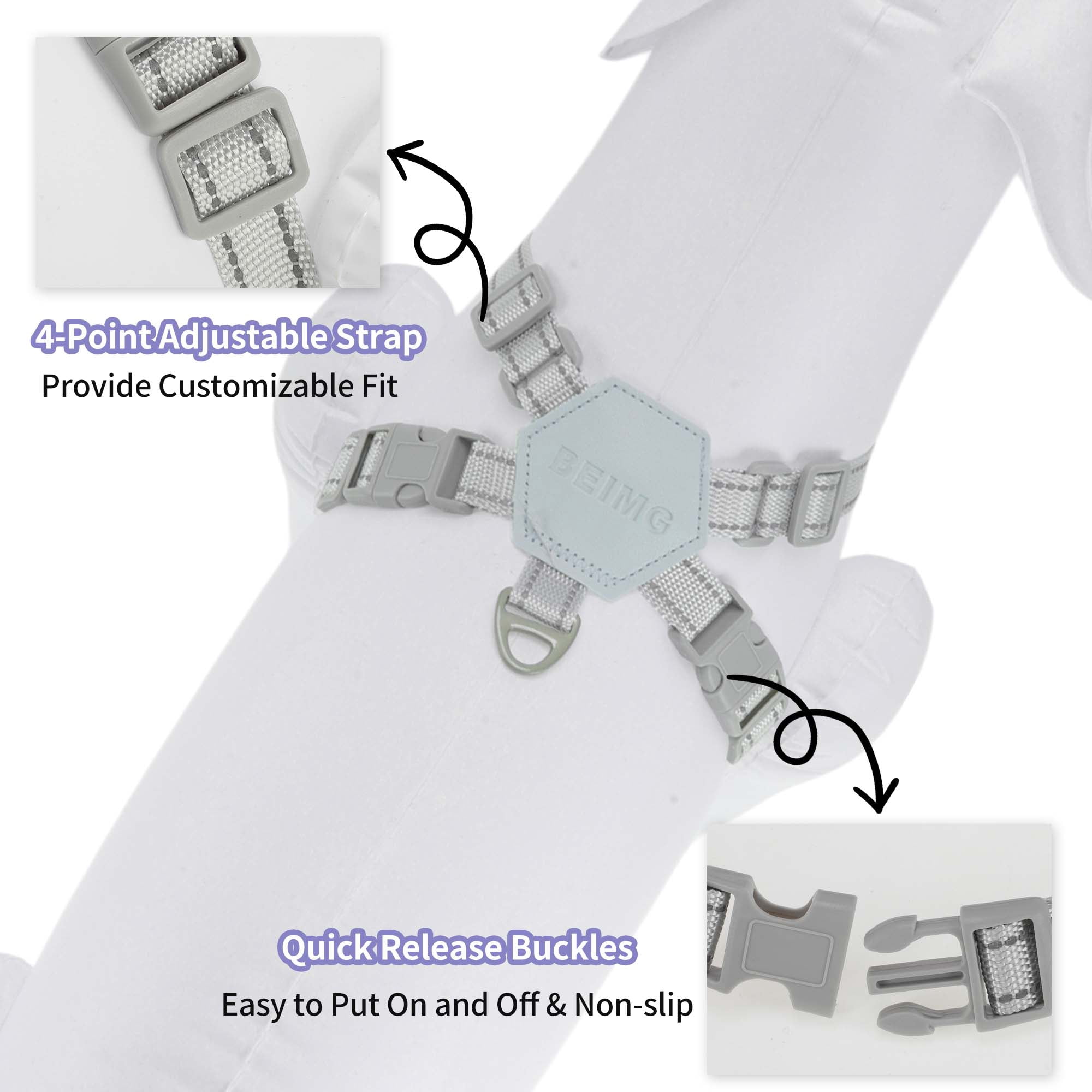 Unique Bargains Adjustable Anti-Choking Dog Bust Harness Blue