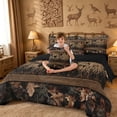 thumbnail image 4 of meiyoeat Wild Animal Mallard 7pcs Queen Bedding,Rustic Camo Wood Print Bedding Comforter Set Queen For Kids Boys,Black Reversible, 4 of 7