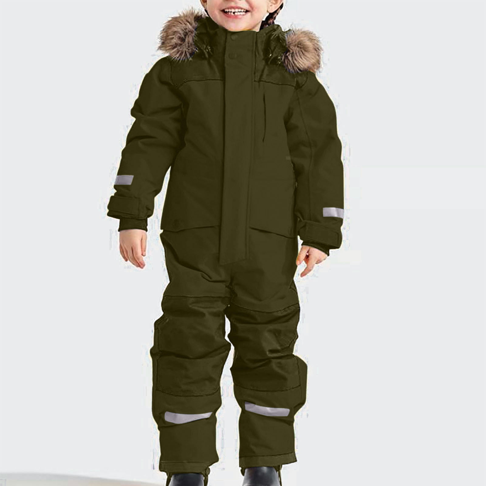 Paiwinds Kids Snowsuit Winter One-Piece with Hood - All Weather Waterproof Suit for Girls and Boys, Warm Puffer Jumpsuit for Outdoor Activities