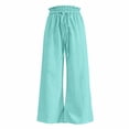 thumbnail image 4 of Womens Linen Pants Summer Flowy Wide Leg Pants High Waisted Business Casual Dress Pant Drawstring Palazzo Pant Light Green S, 4 of 4