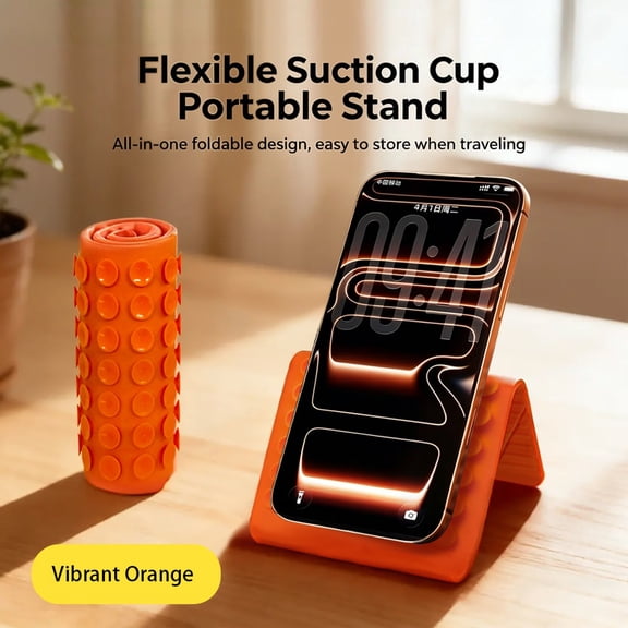 FTSO 2026 Upgraded Foldable Silicone Phone Stand, Adjustable Flexible Holder for Desk Bed Airplane, Non-Slip Portable Tablet Stand for Travel Office Treadmill Laptop
