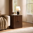 thumbnail image 6 of Fluted Nightstands Set of 2, Wood Night Stand with Charging Station and 2 Storage Drawers, 22.8" Wide Faux Marble Top Bedside Table for Bedroom, Living Room, Walnut, 6 of 8