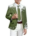 thumbnail image 2 of YMNXA Big Kids Boys Christmas Formal Coat Long Sleeve Lapel Snowflake Print Comfortable Jacket For Party Army Green 3-4 Years, 2 of 4