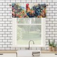 thumbnail image 3 of Rooster Valance Curtain for Kitchen Western Farm Watercolor Sunflower and Chicken Rod Pocket Valances for Bedroom Living Room Dining Room 54 by 18 in, 1 Panel, 3 of 6