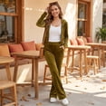 thumbnail image 4 of KDDYLITQ Lounge Sets for Women Casual Velvet Velour Sweatpants Matching Long Sleeve Zipper Hoodie Lightweight Teacher Outfits with Pockets Gold L, 4 of 7