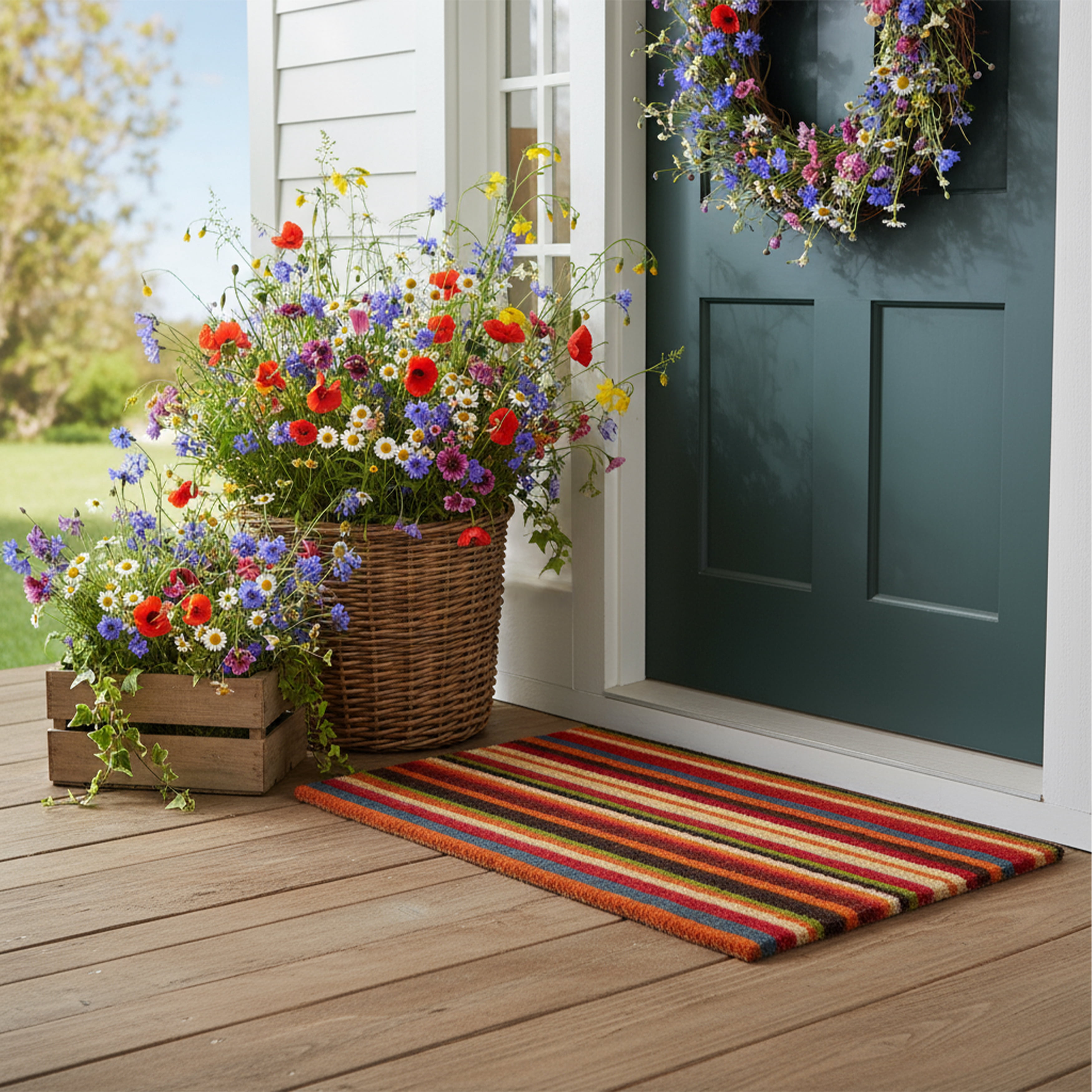 Calloway Mills 103081729 17 x 29 in. Palisades Stripe Rectangular Doormat, Multi Color