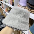 thumbnail image 5 of CoCopeaunts Bucket Hat for Women Solid Color Soft Wool Fisherman Hat Winter Wool Warm Fashion Plaid Brim Foldable Basin Hat, 5 of 8