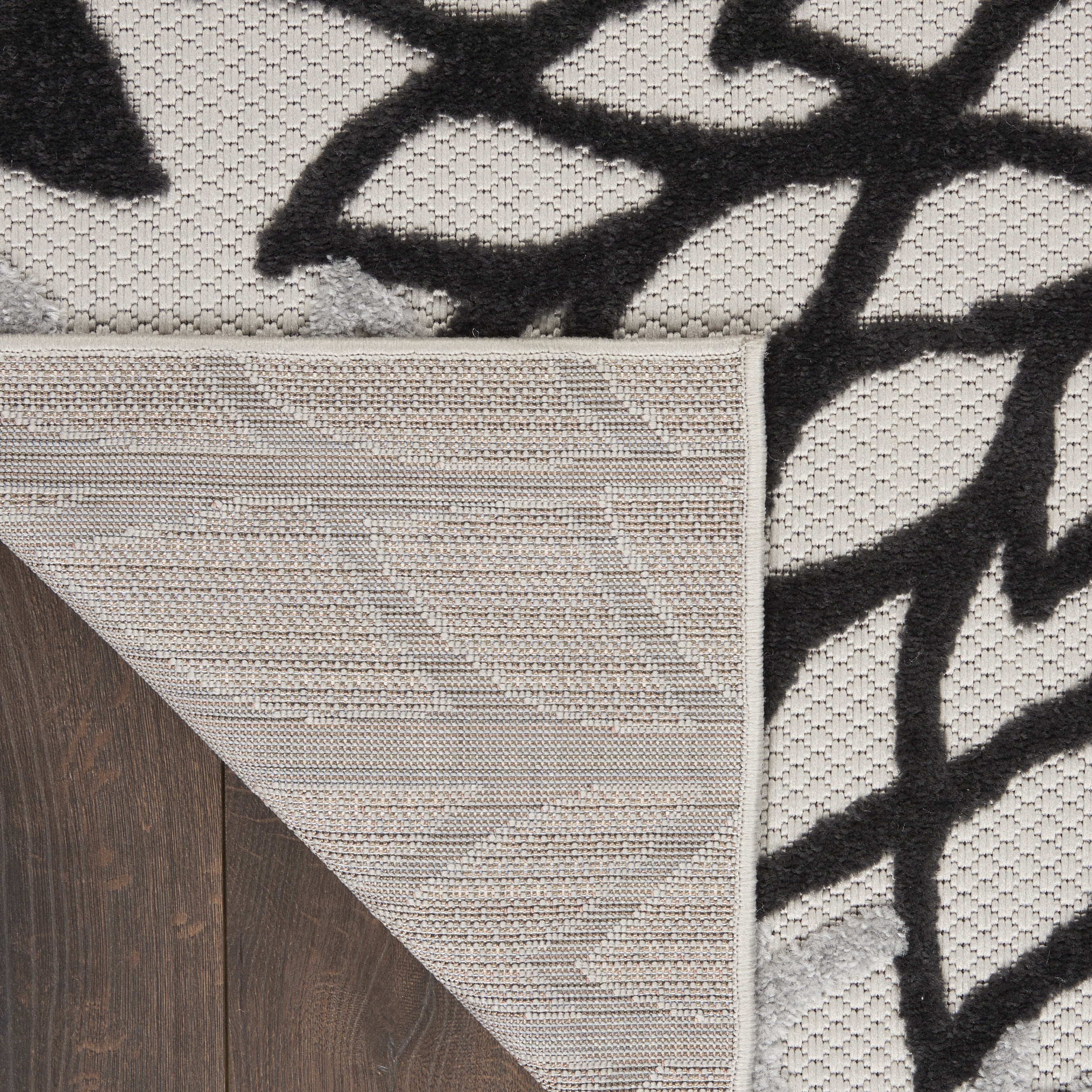 Nourison Aloha Indoor/outdoor Floral Black White Area Rug