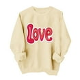 thumbnail image 5 of Valentines Day Pullover Sweatshirts Women Cute Heart Funny Valentine Sweater Tops Casual Long Sleeve Shirts, XS Beige, 5 of 6