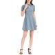 thumbnail image 1 of INSPIRE CHIC Vestido de Oficina para Mujeres, Ajustado y Acampanado, con Cuello Turndown y Abertura Clave M Azul Cielo, 1 of 6