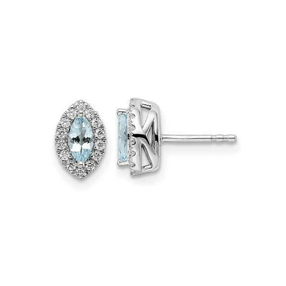 2/5 Carat (Ctw) Aquamarine Halo Earrings in 14K White Gold with Lab-Grown Diamonds