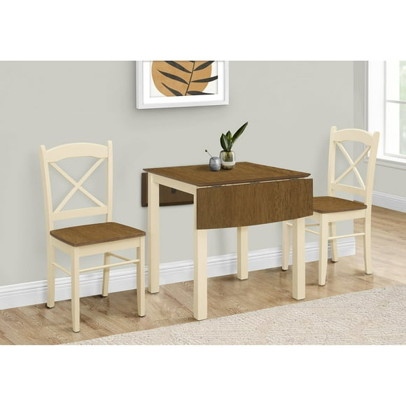 Monarch Specialties I 1327 - Dining Table, 48" Rectangular, Small, Kitchen, Dining Room, Drop Leaf, Oak And Cream, Wood Legs, Transitional