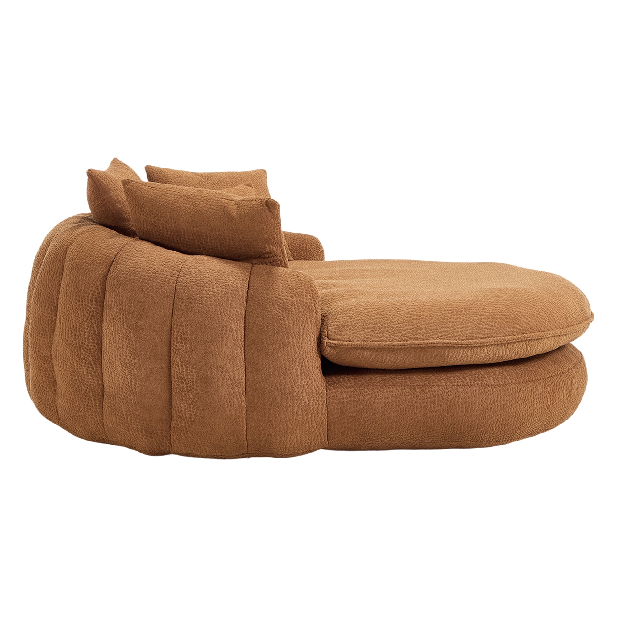 Aukfa Oversized Bean Bag Sofa, 59.84" Deep Sleeper Chaise with 5 Pillows, Chenille, Orange