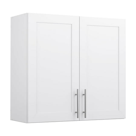 Prepac Elite 32" H Wall Cabinet with Panel Doors, White Storage Cabinet, Bathroom Cabinet, Pantry Cabinet with with 1 Adjustable Shelf 12.75" D x 32" W x 30" H, WSUR-1003-1
