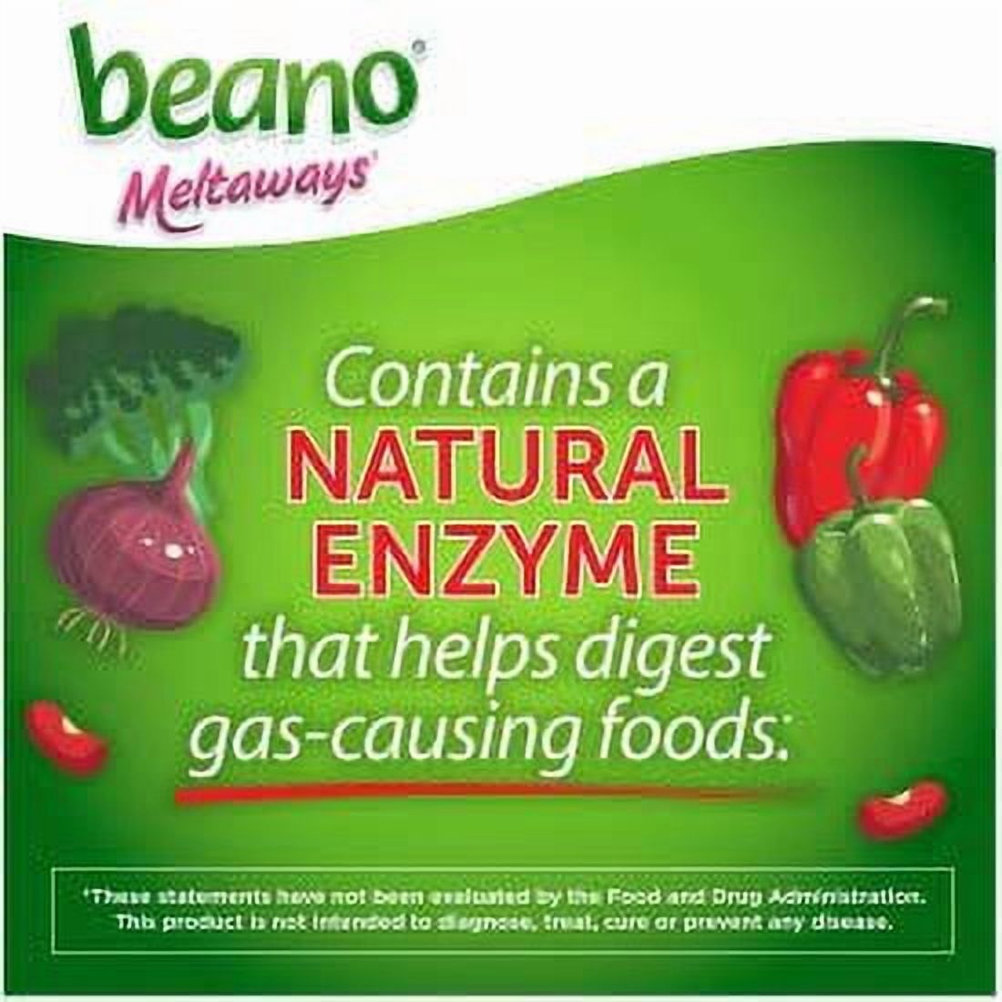 Beano Meltaways, Gas Prevention & Digestive Enzyme Supplement, Strawberry Flavor, 15 Count - 7 Pack