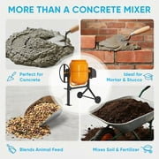 TABU Electric Cement Mixer,5.0 Cu ft Freestanding Concrete Mixer with Wheels for Stucco/Seeds(Orange)