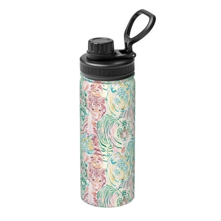 

Uemuo Watercolor Tiger 18OZ Insulated Kettle Sports Water Bottle Stainless Steel Kettle Vacuum Insulated Flask Flip Lid Travel Mug