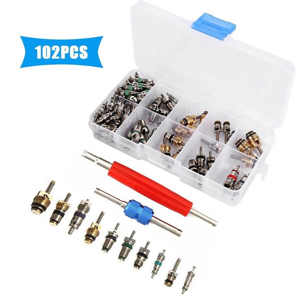102X R134A Car A/C Air Conditioning Valve Cores Auto Air Con Tool Kit 1/4" 5/16"