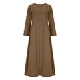 thumbnail image 5 of Nfurl Women's Cotton Linen Dresses Casual Summer A Line Maxi Dress Flowy Pleated Hem Cotton Linen Spring Going Out Dresses Brown M, 5 of 9
