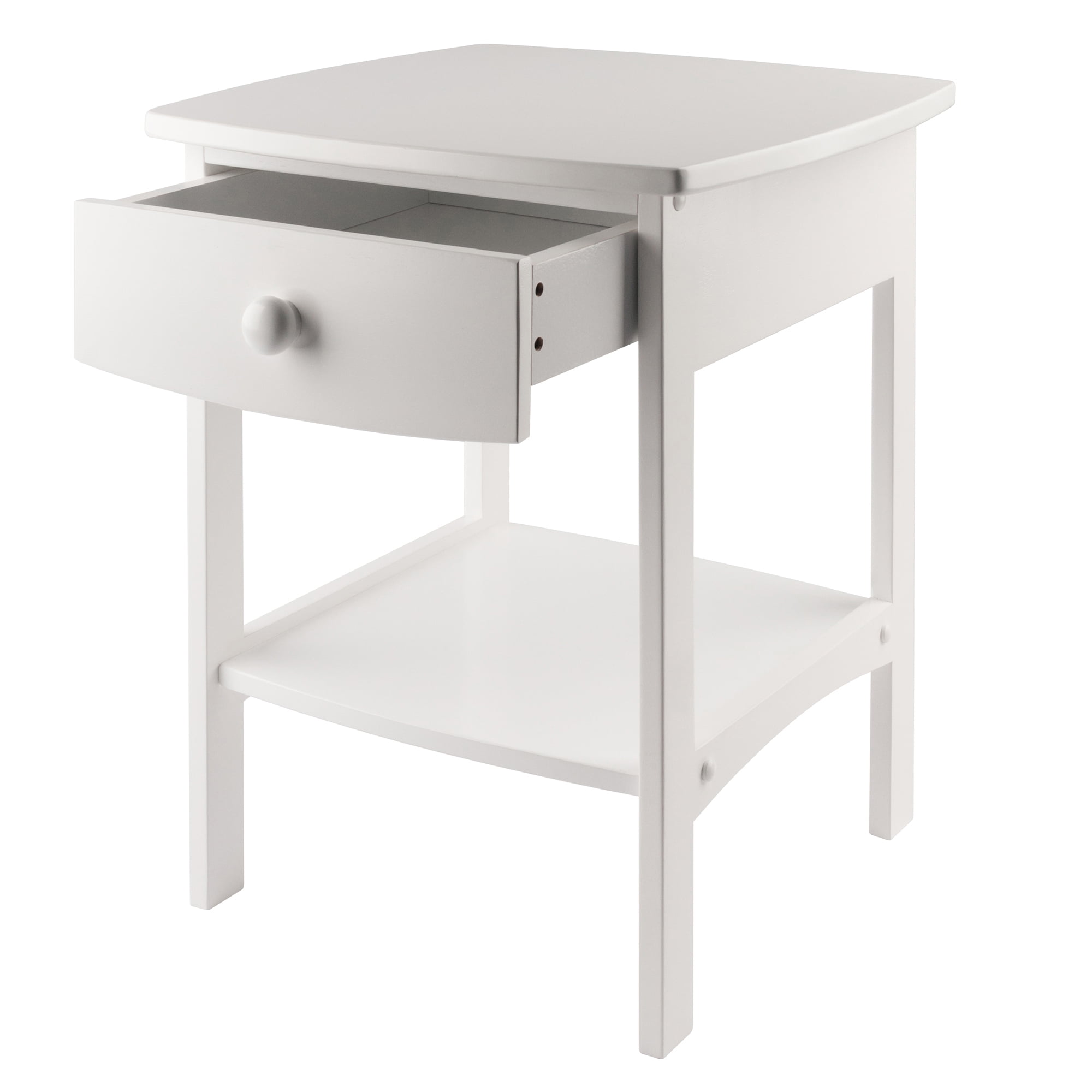 Winsome Claire Curved Nightstand, Accent Table, White Finish