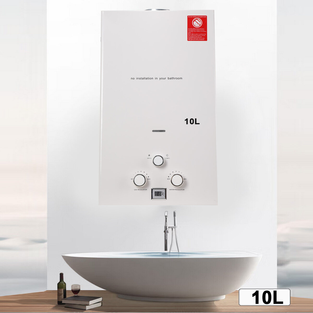 NICCOO 10L Propane Gas LPG Portable Tankless Water Heater Outdoor Camping Shower