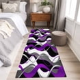 thumbnail image 4 of 2'x6' Rug Runners for Hallways Kitchen, Purple Stripe Non Slip Entryway Beside Floor Carpet Runner, Black Grey White Gradient Striped Geometric Laundry Room Bedroom Throw Rugs Mat for Family Pet, 4 of 8