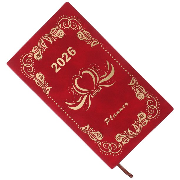 RUNROTOO Agenda 2026 Tamaño A6 Color Rojo Cuaderno De Gestión De Tiempo Y Con Cubierta PU
