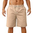 thumbnail image 4 of Uwinwear Men's Linen Shorts, Elastic Waist Drawstring Casual Summer Beach Golf Yoga Shorts with Pockets Khaki M, 4 of 4