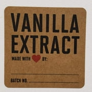 Vanilla Extract Labels on Kraft with Red Heart 2" X 2" Square - SET OF 12