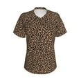 thumbnail image 4 of Wukai Brown Leopard Classic V-Neck T-Shirt for Women: Comfortable, Stylish, and Versatile Wardrobe Essential-X-Large, 4 of 7
