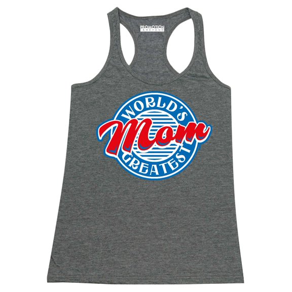 P&B World's Greatest Mom Funny Women's Tank Top, Heather Charcoal, XL