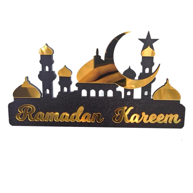 Clearance Now! Ramadan Eid Dection, Acrylic Islamic Decors, Ramadan Festive Siery Ca Dection, Desktop Golden slim I1L9