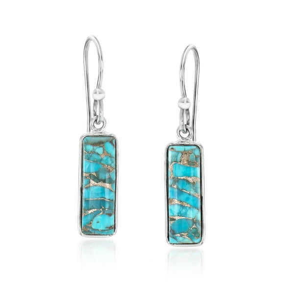 Ross-Simons Turquoise Drop Earrings in Sterling Silver, Women's, Adult