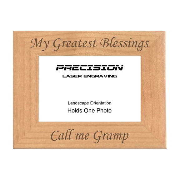 PrecisionNC Grandpa Gifts My Greatest Blessings Call Me Gramp Engraved Natural Wood Picture Frame from Grandchildren 4x6 Landscape