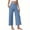 A-Blue, variant on Womens High Waist Pants Casual Stretchy Wide Leg Pants Comfy Loose Fit Pants Solid Elastic Waist Pocket Stylish Pants