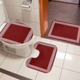 thumbnail image 4 of Red Geometric Bath Mat 3 Piece Bathroom Rug Set, Country Farm Traditional Chinese Tile Non Slip Bath Rug Contour Mat and Toilet Lid Cover, Absorbent Shower Mats Soft Bath Rugs and Mats Sets, 4 of 8