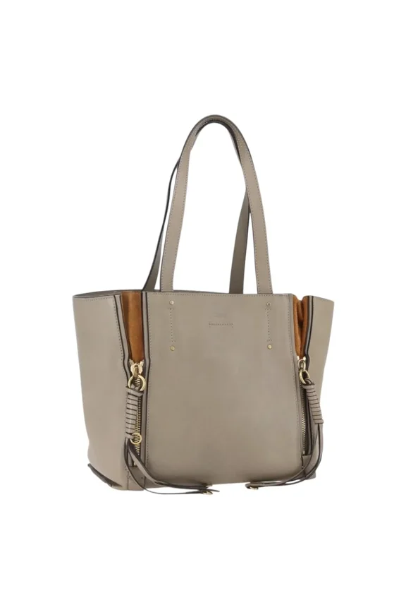 Pre-Owned Chloe Milo Shopping Tote Leather Beige Leather Tote Bag Bag