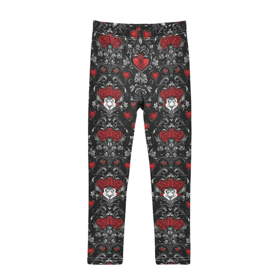 joogoo Girls' Leggings Valentines Hearts Flower Yoga Pants 6T