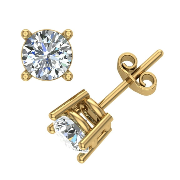 Glitz Design 1/2 Carat Diamond Stud Earrings (I2-I3 Clarity, JK Color) 14k Yellow Gold