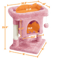 thumbnail image 2 of Alden Design 23.5″H 2-Level Cat Tree Condo Wide Perch Scratch Posts Indoor, Pink, 2 of 7
