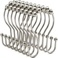 thumbnail image 1 of 12pcs, Rustproof Stainless Steel S Shape Shower Curtain Hooks Rings, Shower Curtain Rings Hooks For Bathroom Shower Rod Curtains, Bathroom Accessories, 1 of 4