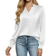 thumbnail image 4 of Satin Silk Blouse for Women Long Sleeve Tops Business Casual Blouses Dressy Work Shirts Lightweight Loose Tops Summer Shirts Elegant Fall Outfits 2026, 4 of 7