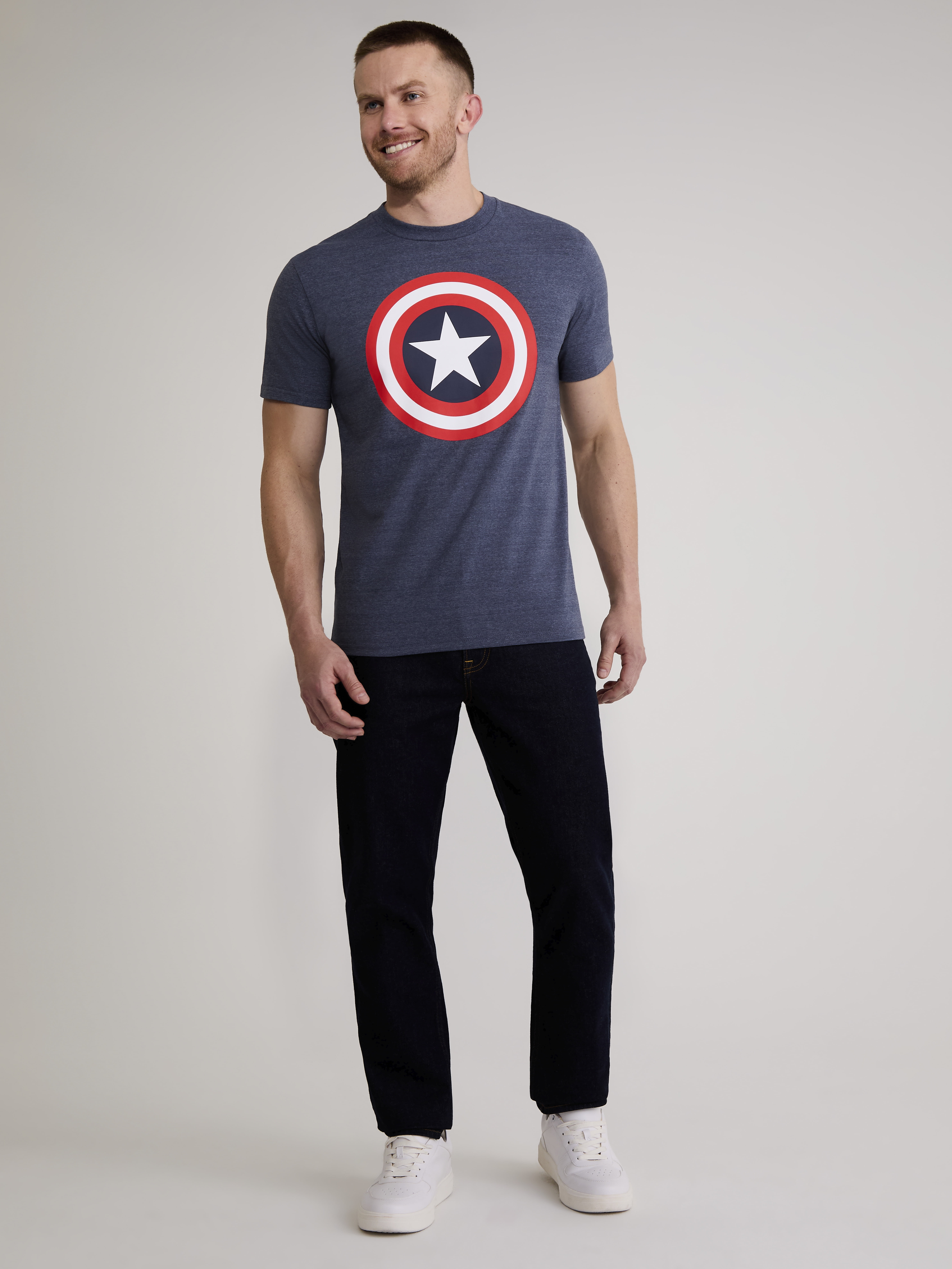 Marvel Captain America Men's & Big Men's Classic Shield Logo Graphic Tee Shirt, Sizes S-3XL