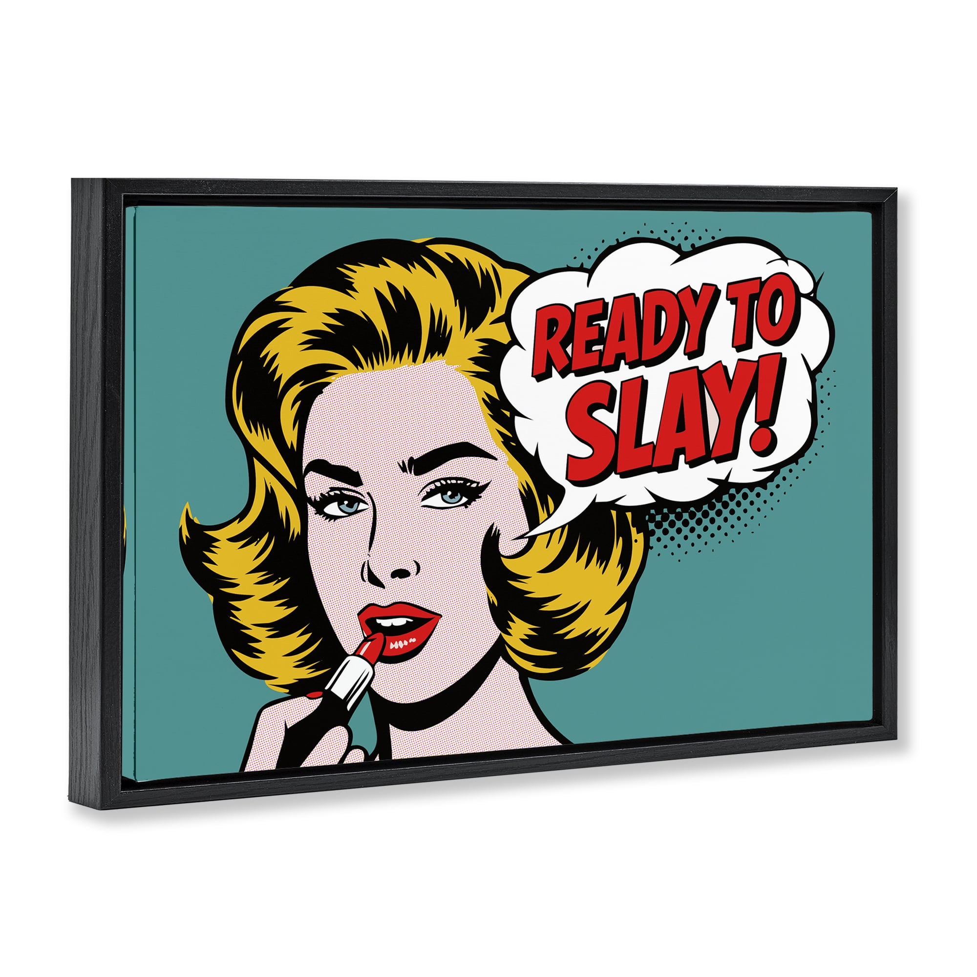 Stupell Industries Ready To Slay Pop Lipstick Black Framed Floater Canvas Wall Art, design by Andreas Magnusson