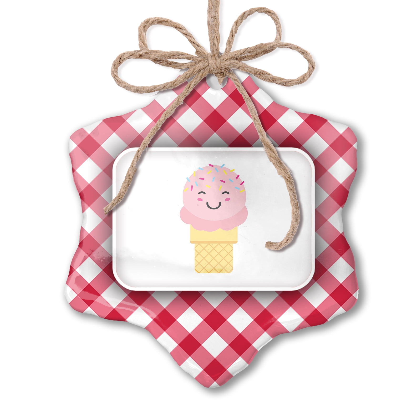 Download Christmas Ornament Vanilla Ice Cream Cone Cute Kawaii Food With Face Japanese Red Plaid Neonblond Walmart Com Walmart Com