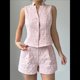 thumbnail image 4 of Conjunto de Dos Piezas de Verano para Mujer: Camiseta Sin Mangas con Botones y Pantalones Cortos de Cintura Alta. Rosa M, 4 of 8