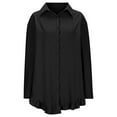 thumbnail image 7 of Uootdi Long Sleeve Shirt for Women Irregular Ruffle Trim Split Curved Hem Blouse Lapel Collar Button Down Shirt Gift Dressy Casua, 7 of 7